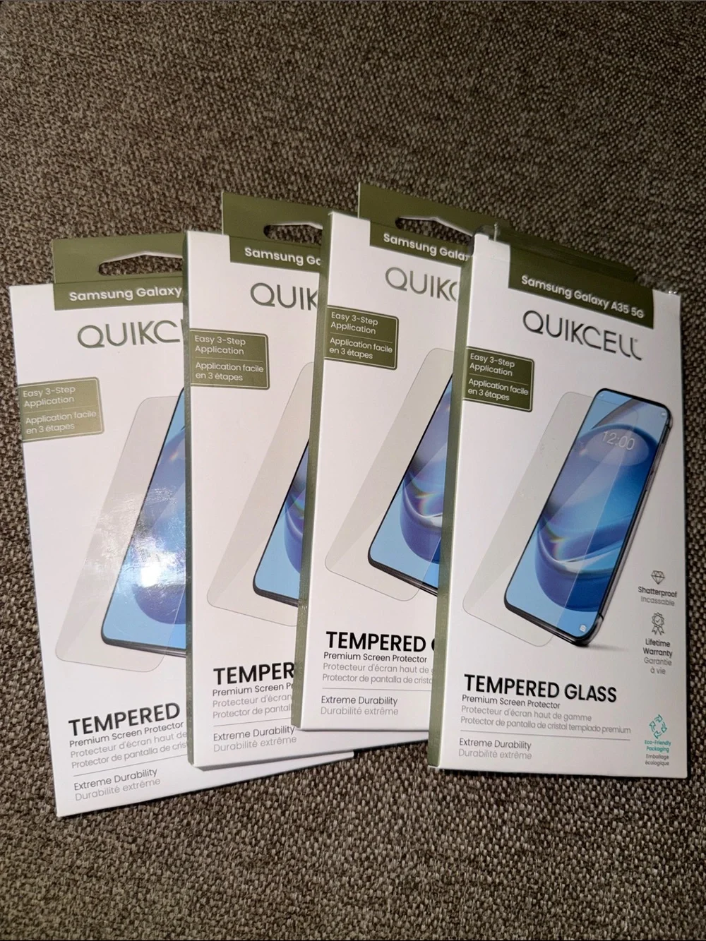Samsung Galaxy A35 5G QUIKCELL TEMPERED GLASS PREMIUM SCREEN PROTECTOR SET OF 4
